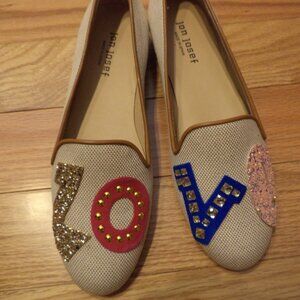 Women's Jon Josef LOVE Flat Shoes ~Leather + Linen ~ Made in Spain Size: 9M  New